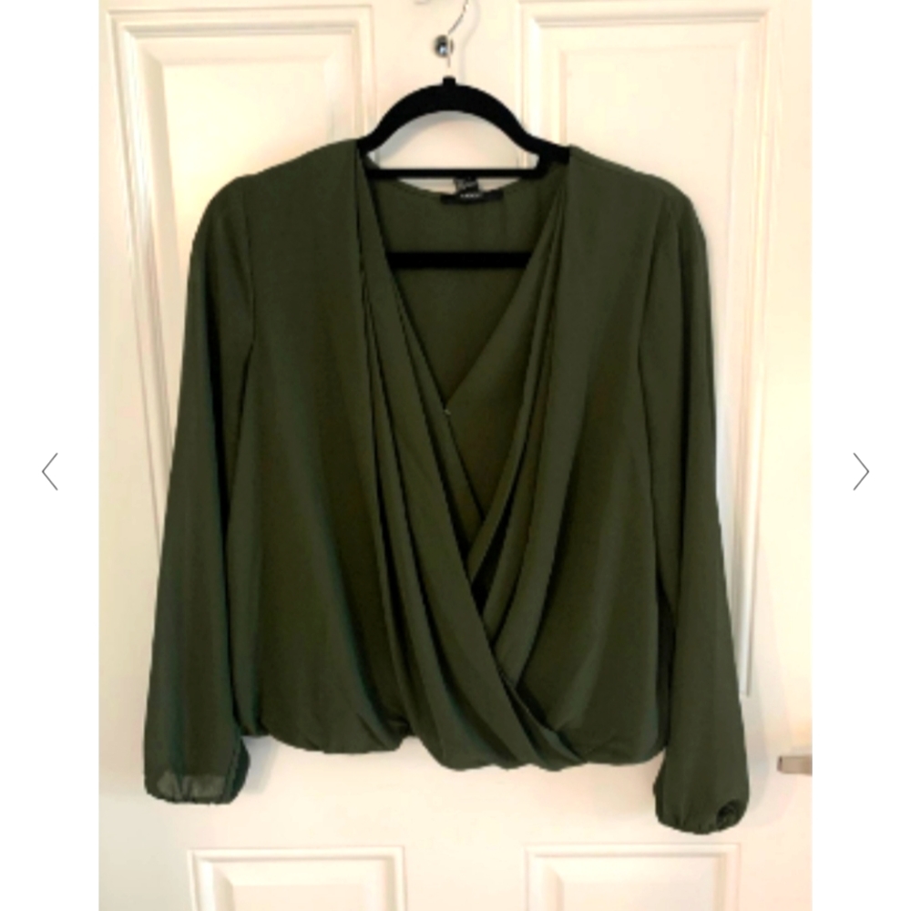 Forever 21 size small wrap draping chiffon olive g